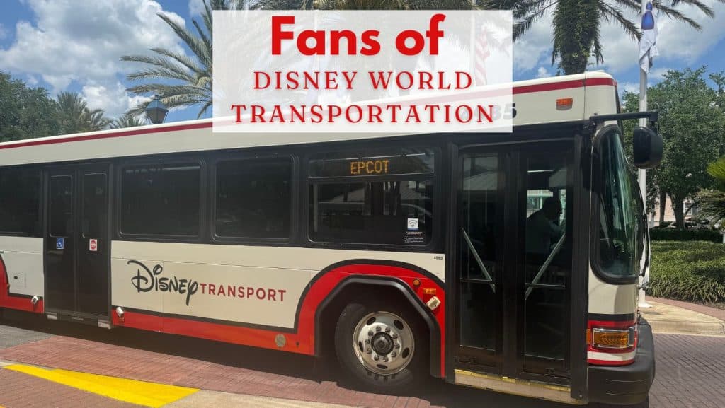 cover image for our private Facebook Group titled "Fans of Disney World Transportation" with a picture of a Disney bus in the background