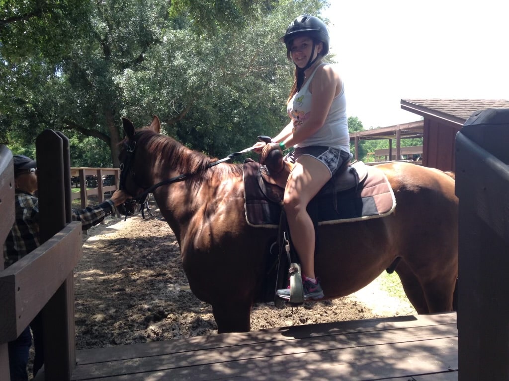 myself riding a horse at Fort Wilderness